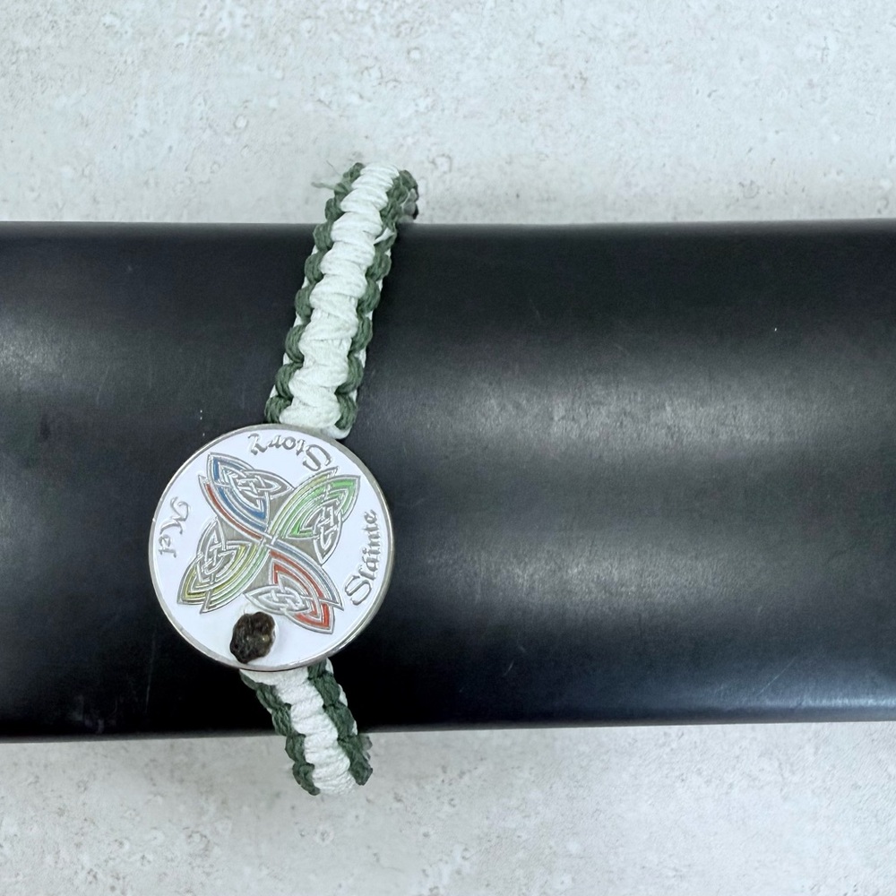Celtic Knot Bracelet with Green and White Cord